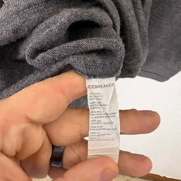 Icebreaker Grey 100% Wool Quarter Zip Pullover Sweater Men's Size Large - Picture 10 of 10